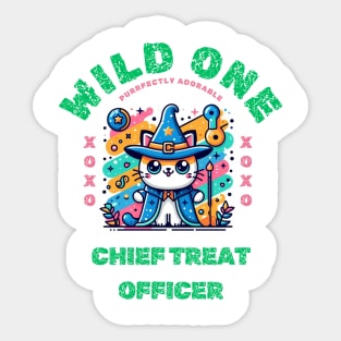 Wild one cat Kawaii Wizard Cat funny Sticker